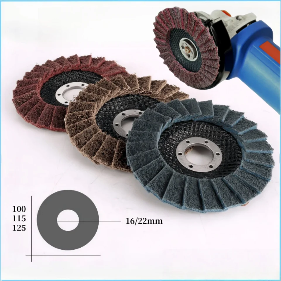 1 Stück Vlies-Schleifscheibe 100/115/125 mm, Polierscheiben, Vlies-Filz-Scheibe, Winkelschleifscheibe zum Polieren von Metall und Glas