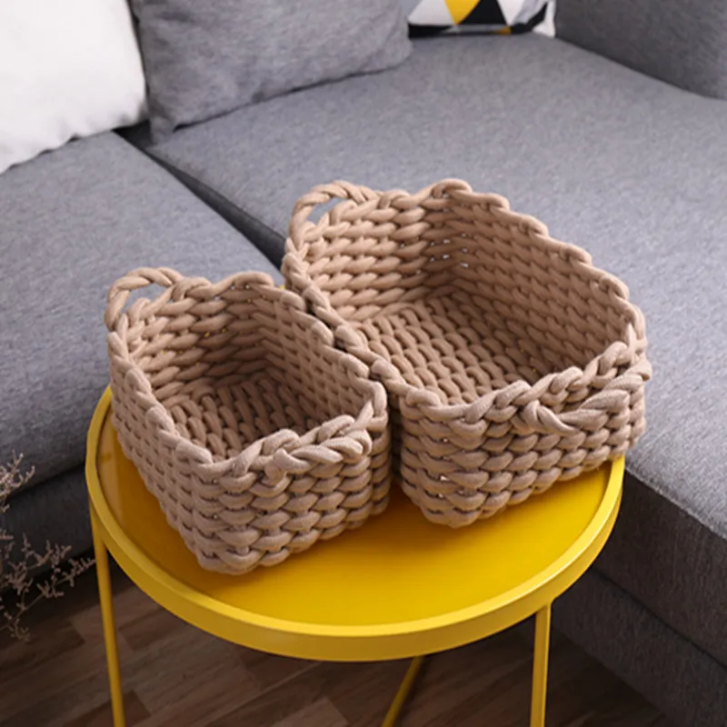 Storage Frame Cotton Thread Woven Storage Basket Simple Clothing Miscellaneous Items Storage Basket Snacks Storage Basket