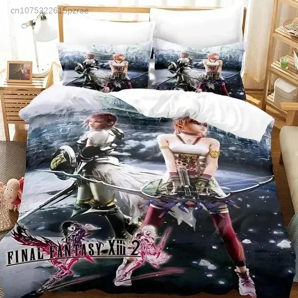 Anime Game Final Fantasy XIII 2 Bedding Set Duvet Cover Bed Set Quilt Cover Pillowcase Comforter King Queen Size Boys Adult