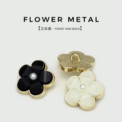 10pcs 15/18mm Fashion Flower Pearl Decorative Metal Buttons for Clothing Coat Shirt Sweater DIY Sewing Accessories Buttons New