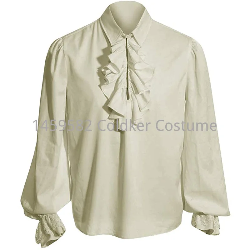 Victorian Renaissance Shirts Men's Punk Gothic Steampunk Shirts Club Party Casual Blouse Tops S-2XL Solid Color Shirts