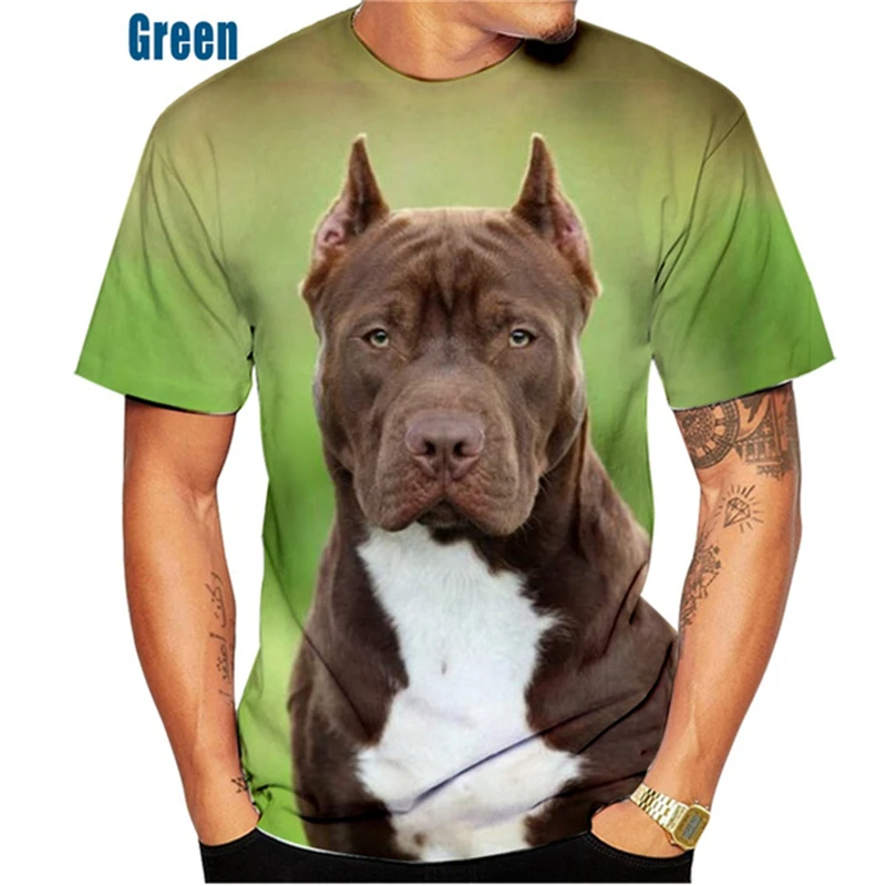 Funny Pitbull Dog 3D Printed T-shirt Men Women O-Neck Short Sleeve Tee Clothing Kid Oversized Harajuku Animal Print T Shirt Tops