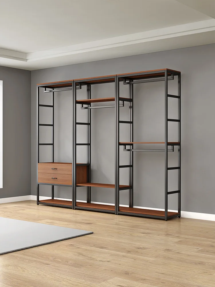 

Walk-in wardrobe rack, cloakroom storage rack, metal iron open style clothes rack, bedroom floor hanging clothes rack