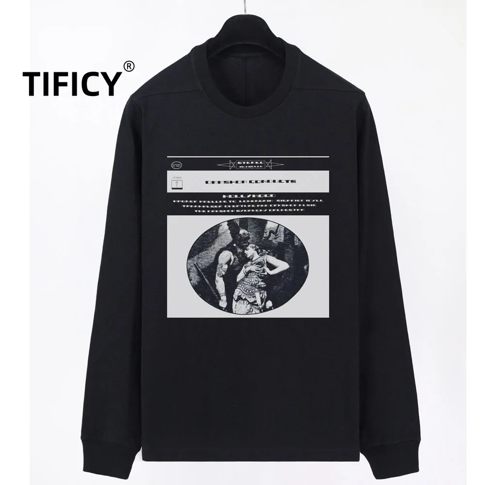 

High Street Tees Tshirts Tops Ro Dark Men's Abstract Digital Printed Custom Fabric Long Sleeve Casual Fashion T-shirt