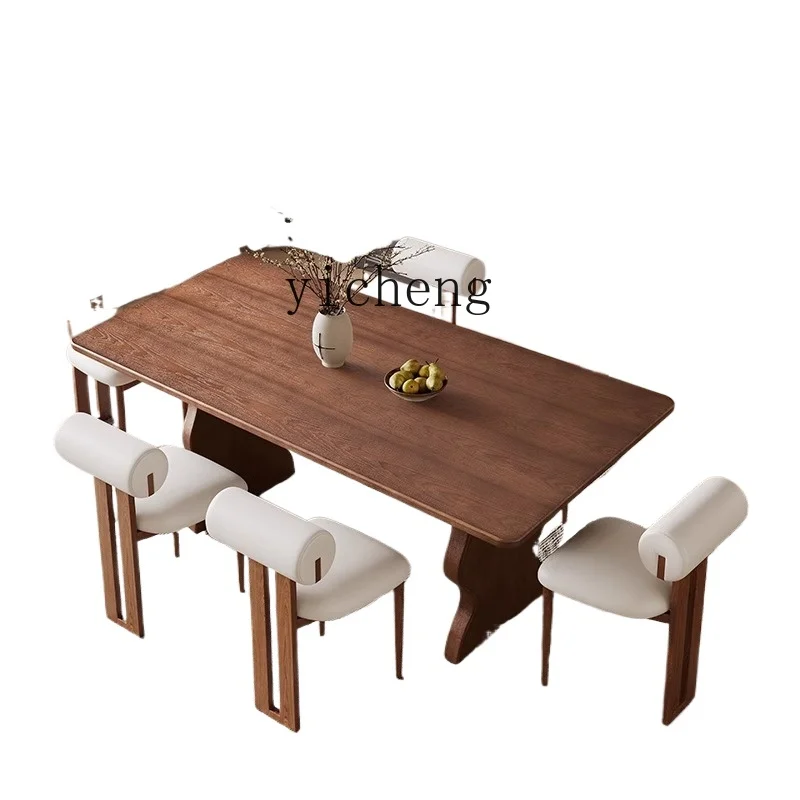 

XL retro dining table antique solid wood rectangular heterosexual design dining table and chair combination