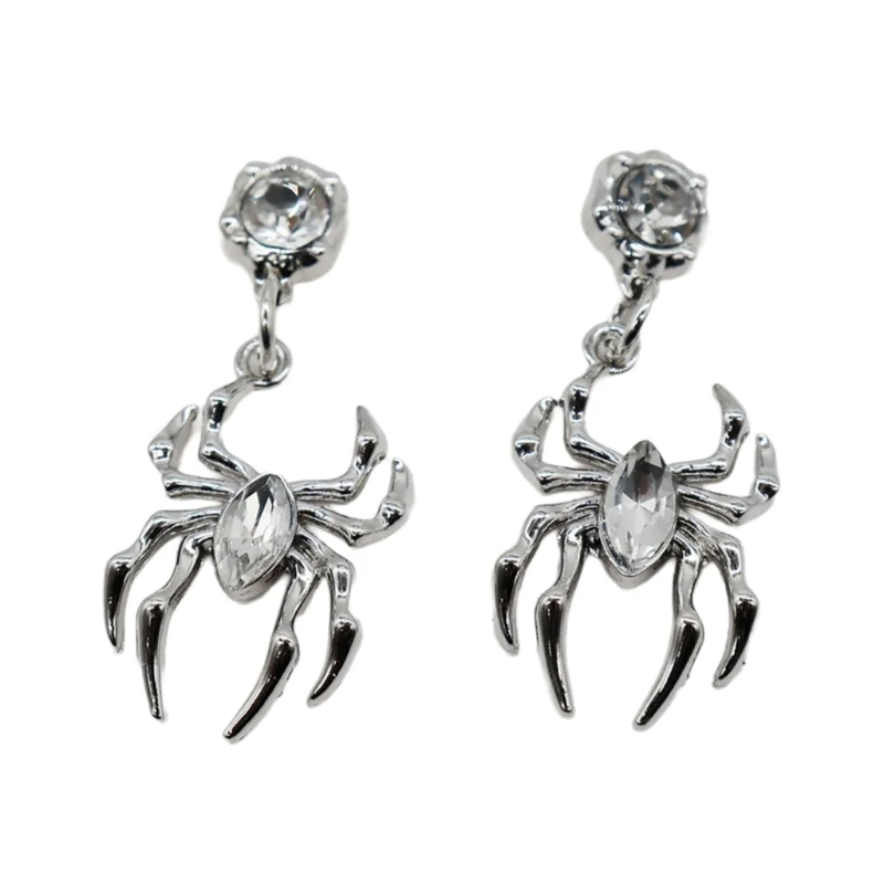 Fashionable Earrings Jewelry Playful Heart Spiders Drop Earrings with Bowknot Ribbon for Fashion Forward Women