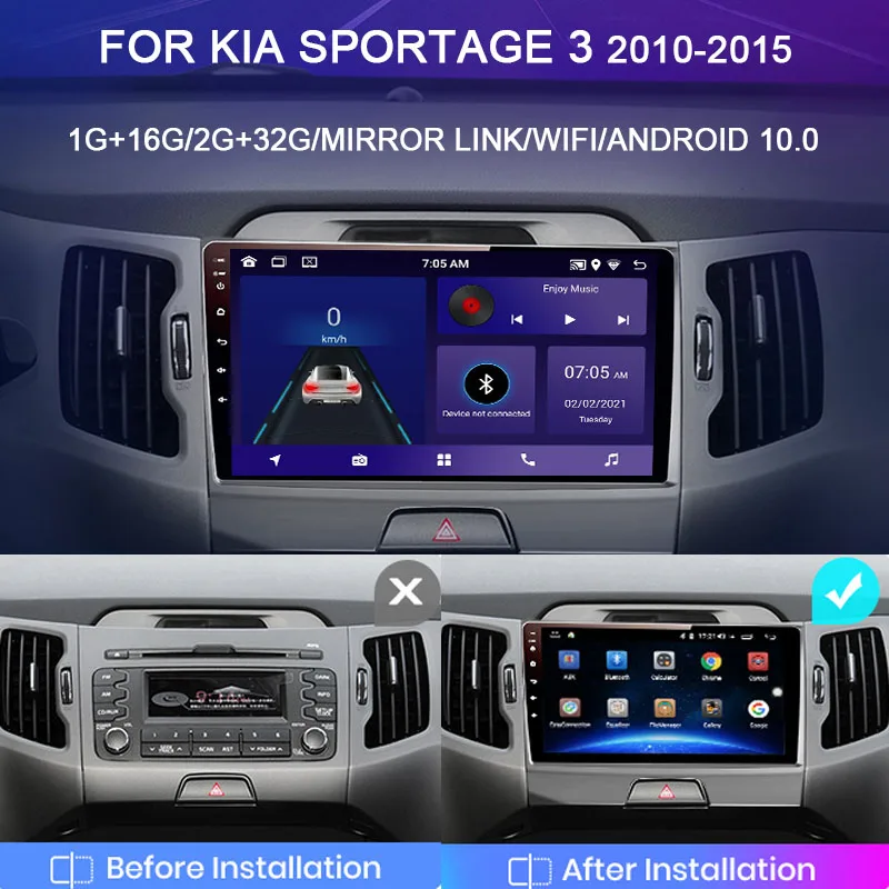 For KIA Sportage 2010 2011 2012 2013 2014 2015 2016 2Din Car Android Radio Multimedia Player 2 Din Autoradio Video GPS Navi WiFi