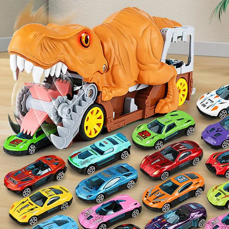 Dinosaur Transport Car One-click ejection Carrier Truck Toy Children's Dinosaur Track Toy Car Boy Puzzle Vehicles alloy models