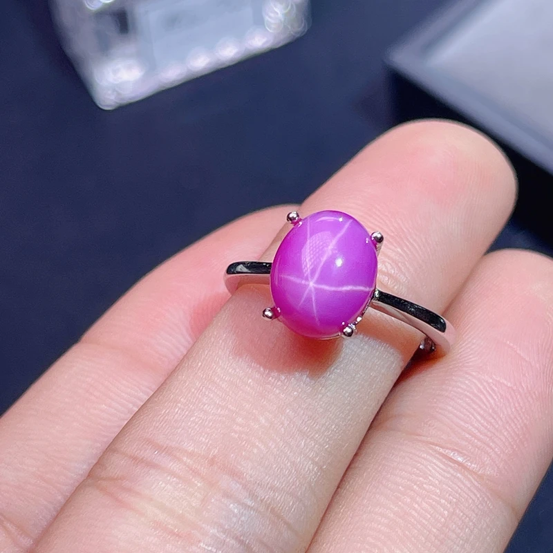 Starlight Ruby Set 925 Sterling Silver Non Discoloration Six Star Lines Beautiful Gift Ring Earrings Women