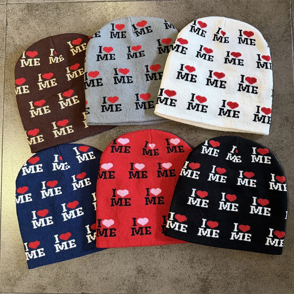 High Quality Letter Graphic Print Casual Hat Outdoor Cycling Daily Skullcap Winter Warm Stretchable Beanie Men Women