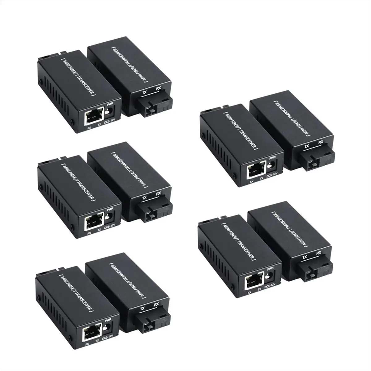 【50% OFF】5 Pairs Mini Gigabit Fiber Optical Media Converter 100/1000Mbps Optical Transceiver Ethernet Switch SC to RJ45 20Km Co