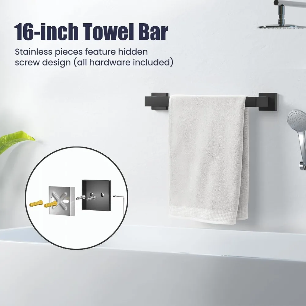 Stainless Steel Bathroom Hardware Set: 12-Piece Wall Mounted Towel Bar and Racks for Bath Accessories