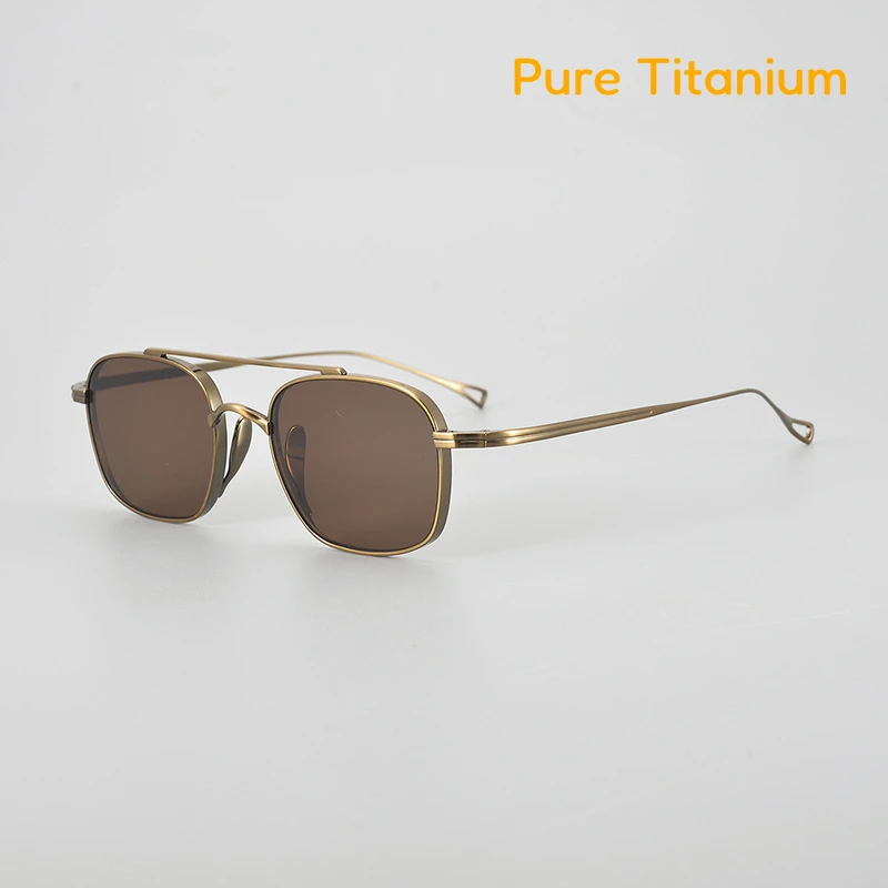 Vintage Pure Titanium Square Frame Double Bridge Sunglasses Men Women Fashion Sunglasses Myopia Prescription Eyeglasses Frame