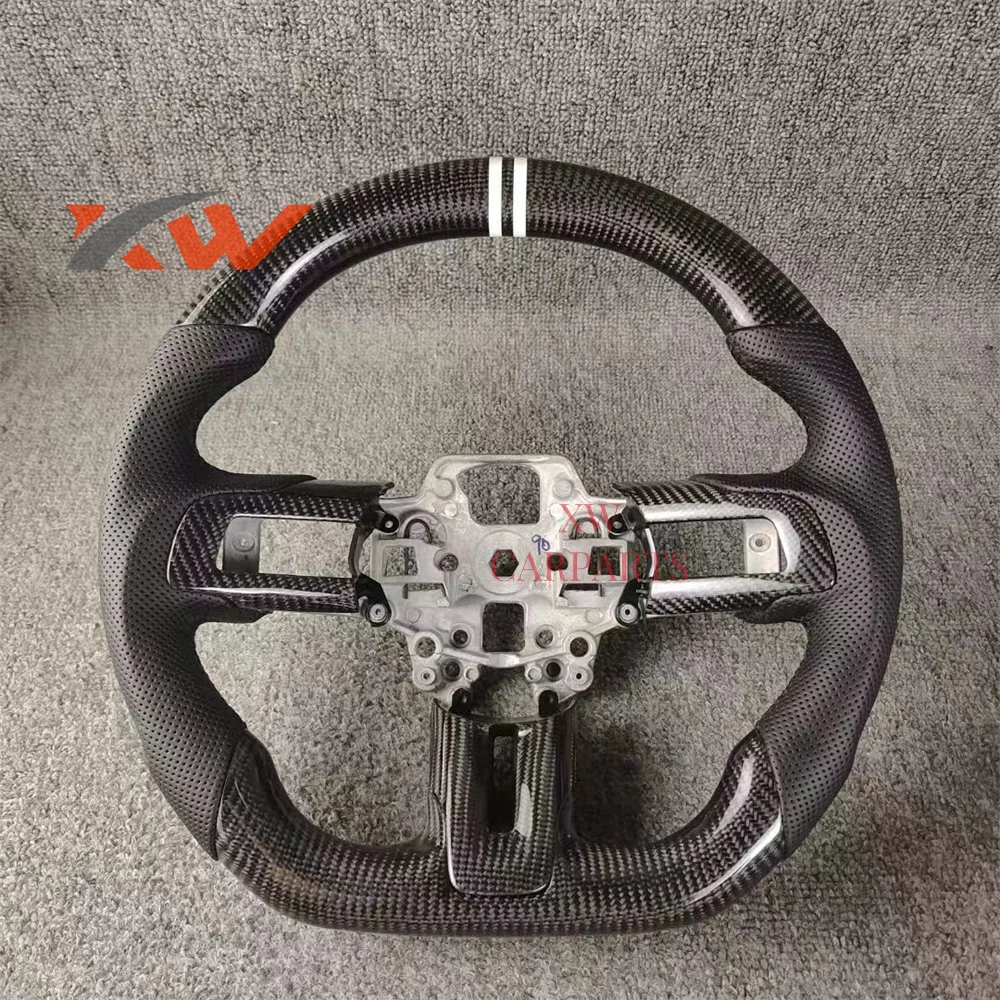 Customized Leather 100% Real Carbon Fiber Steering Wheel For Ford Mustang 2018 2019 2020 2021 2022 2023