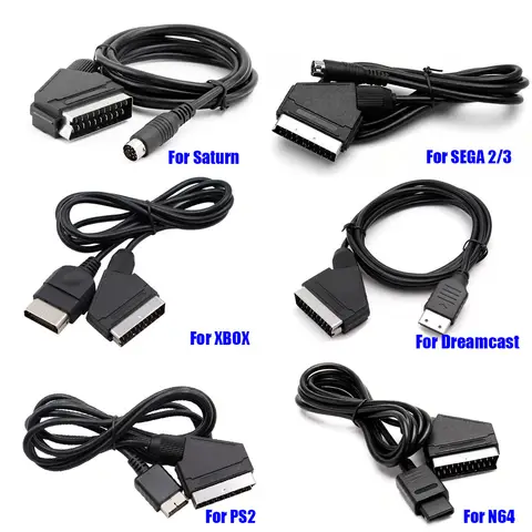 Yaru 1.8m RGB Scart Cable For PS2/PS1/PS3/SEGA Mega Drive1/MD2/DC Dreamcast/Saturn/XBOX/XBOX 360 Retro Video Game Consoels