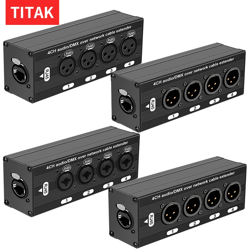 4 Channel XLR to RJ45 Ethernet Extender Durable Aluminum Alloy for Stage Sound Lighting Recording Studio Audio Cables Stage Box