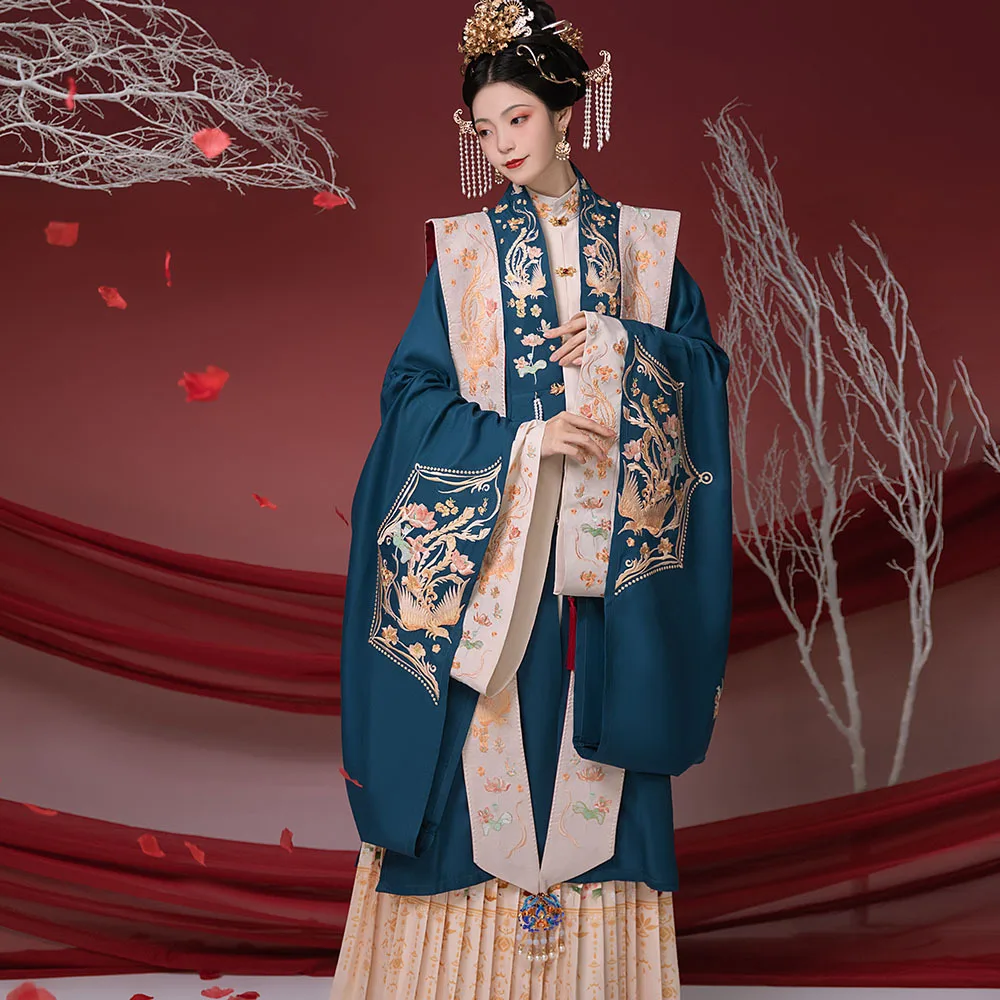 Huagongming Collar Hanfu Neck Placket Waist Shawl Machine Embroidery Wedding Clothes Spring and Autumn