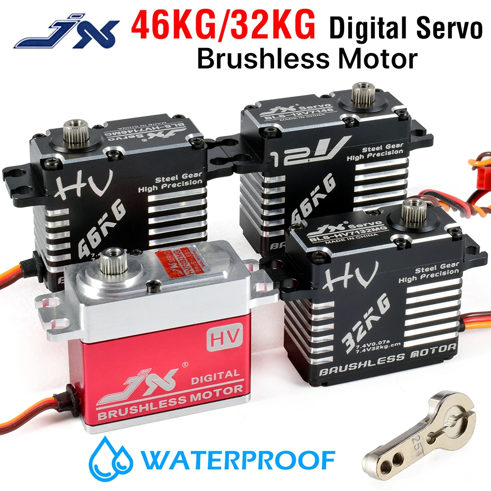 JX Waterproof Servo 46KG 32KG Metal Gear HV Brushless Digital Servo for RC Car Boat Robot