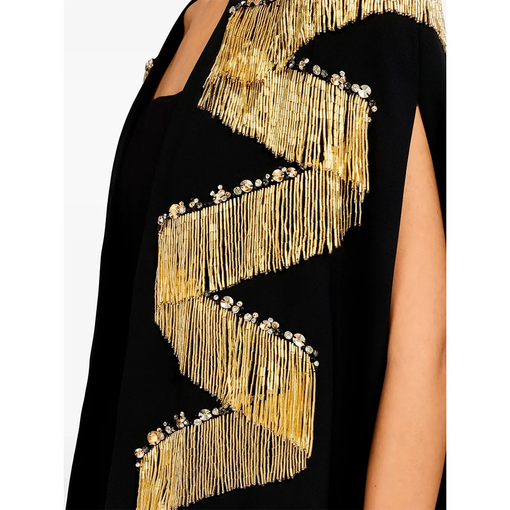 Vestidos de noche largos con cuello cuadrado negro personalizados, vestidos de fiesta formales elegantes para ocasiones, vestidos de fiesta hasta el suelo de cristal