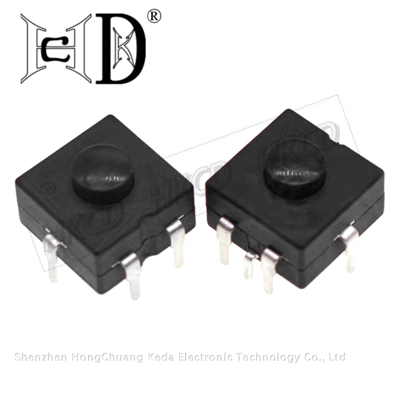 5pcs 1212-316A 5 Pin Square Vertical DIP Self-Locking Push Button On Off Power Switch for Flashlight Small Electronics