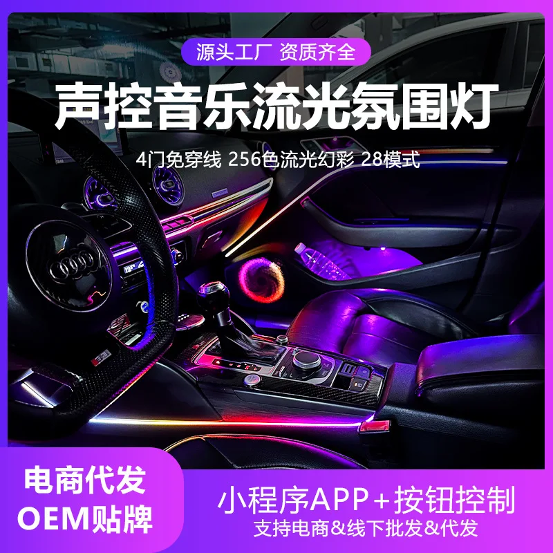 

Suitable for Universal type of car ambient light, no need Suitable for wire breakage, colorful car 64-color hidden interior colo