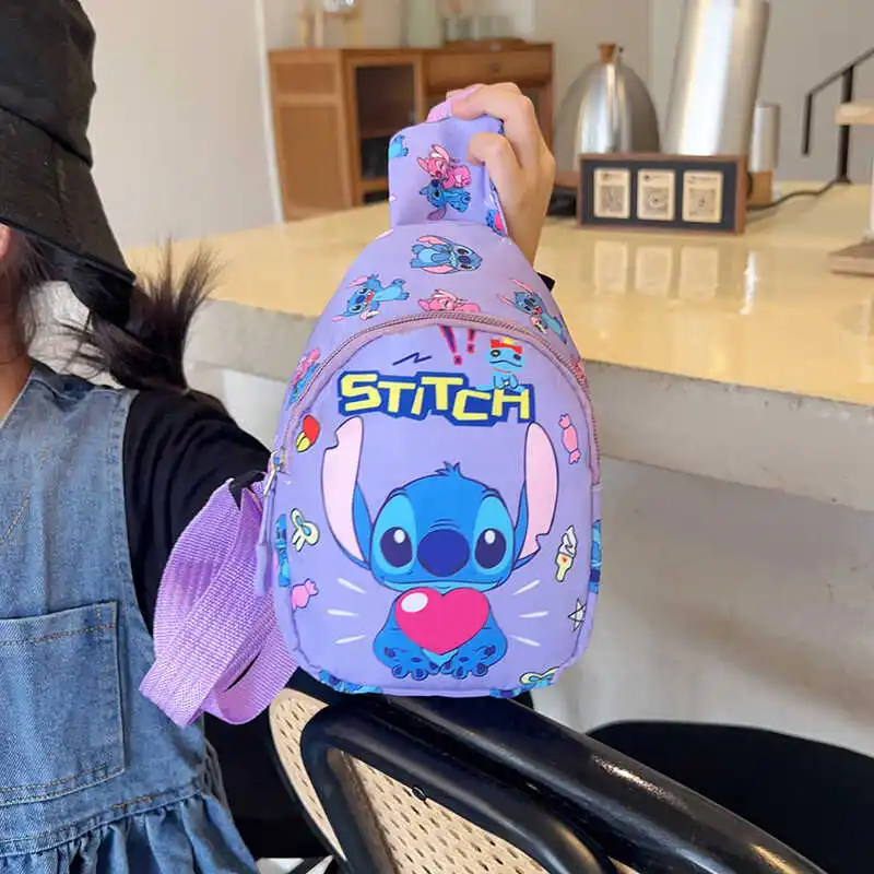 Borsa a tracolla Anime Stitch Borsa portaoggetti per accessori da viaggio Disney Borsa a tracolla con decorazione simpatico cartone animato per compleanno di ragazze dei ragazzi