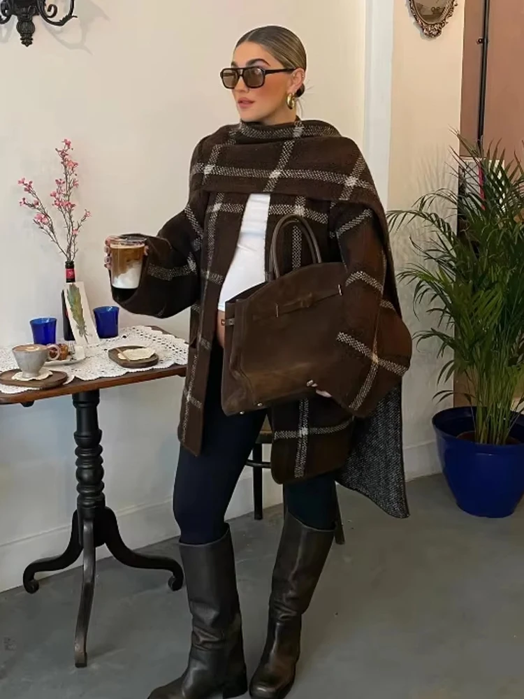 MUJER منقوشة وشاح معاطف للنساء الشتاء مفتوحة معطف طويل المرأة خمر المرأة خندق معطف الشارع الشهير جديد في معاطف وسترات