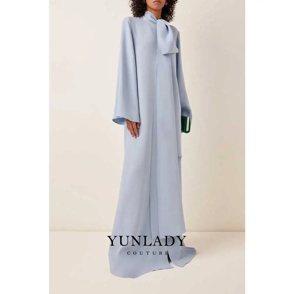 

YUNLAN Fashion High-neck Custom 2025 New Muslim Women's Long Blue Ball Gown Luxury Celebrity Retro Party Dress