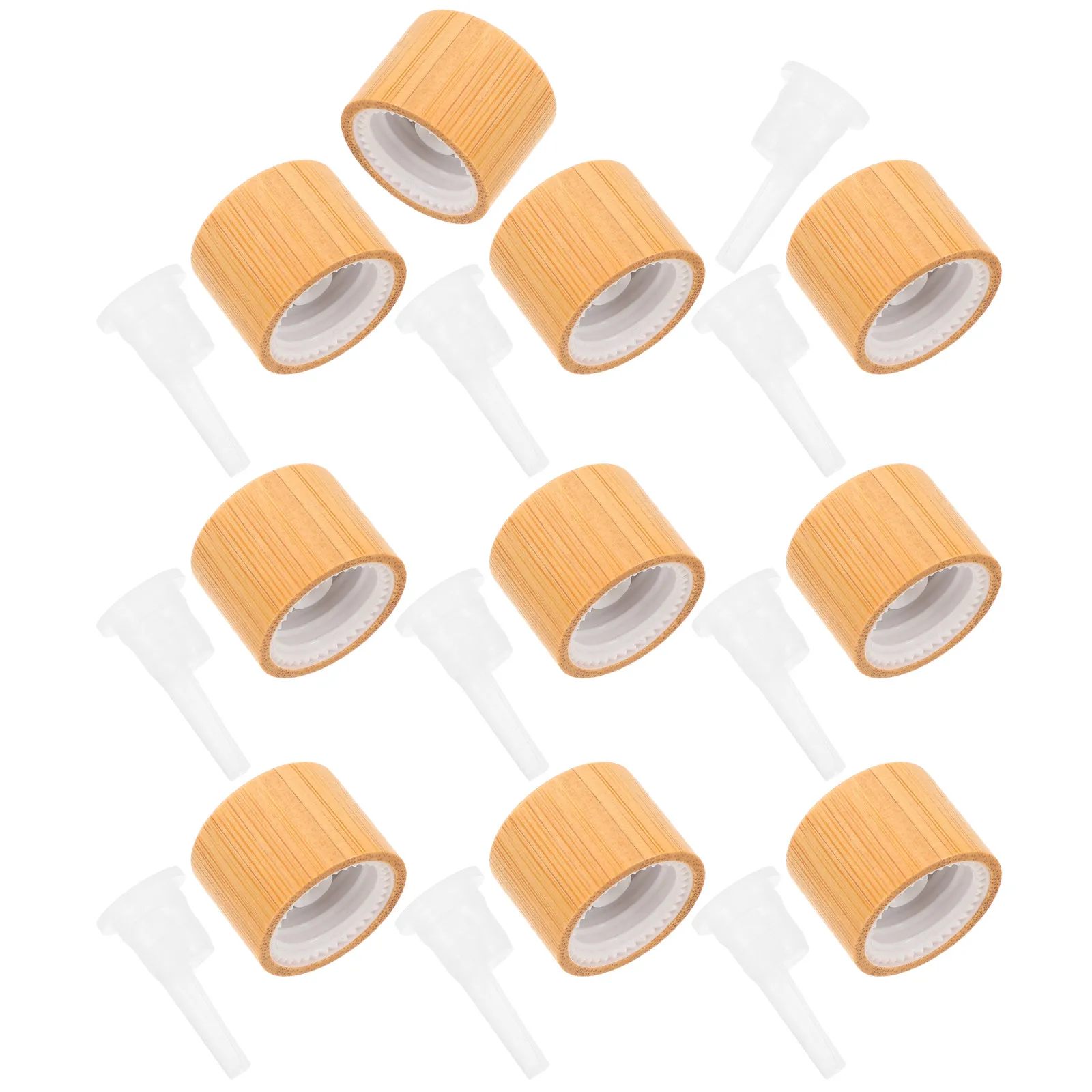 10Pcs Essential Oil Bottle Dropper Caps Bamboo Grain Screw Fits 18 410 Glass Bottles Precision Leakproof Oil Dispenser