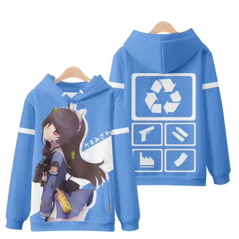 لعبة الأزرق الأرشيف تأثيري هوديس ثلاثية الأبعاد طباعة الرجال النساء أنيمي بلوزات البلوز الخريف/الشتاء Harajuku هوديي Y2k معطف رياضي