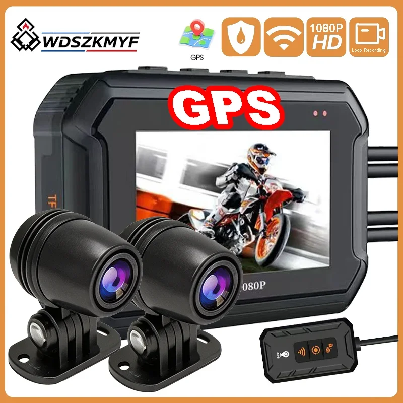 Motorcycle DVR Dash Cam WiFi GPS Supported Dual 1080P Front Rear Video Recorder IP67 Waterproof Motorbike Black Box For Motor