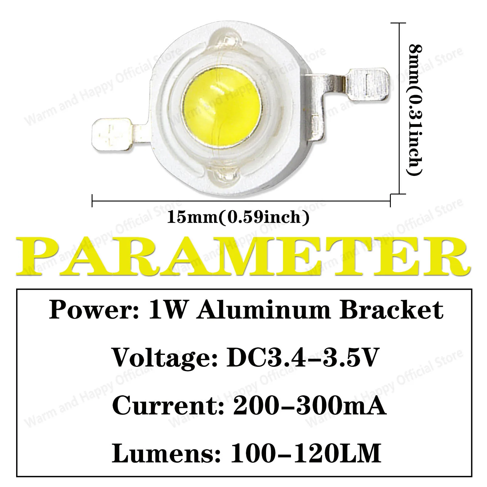 30pcs LED Bead Diode Aluminiu Copper Bracket 1W 3W Suitable For LED Spotlight Bulb Flashlight White Warm White Red Blue Green