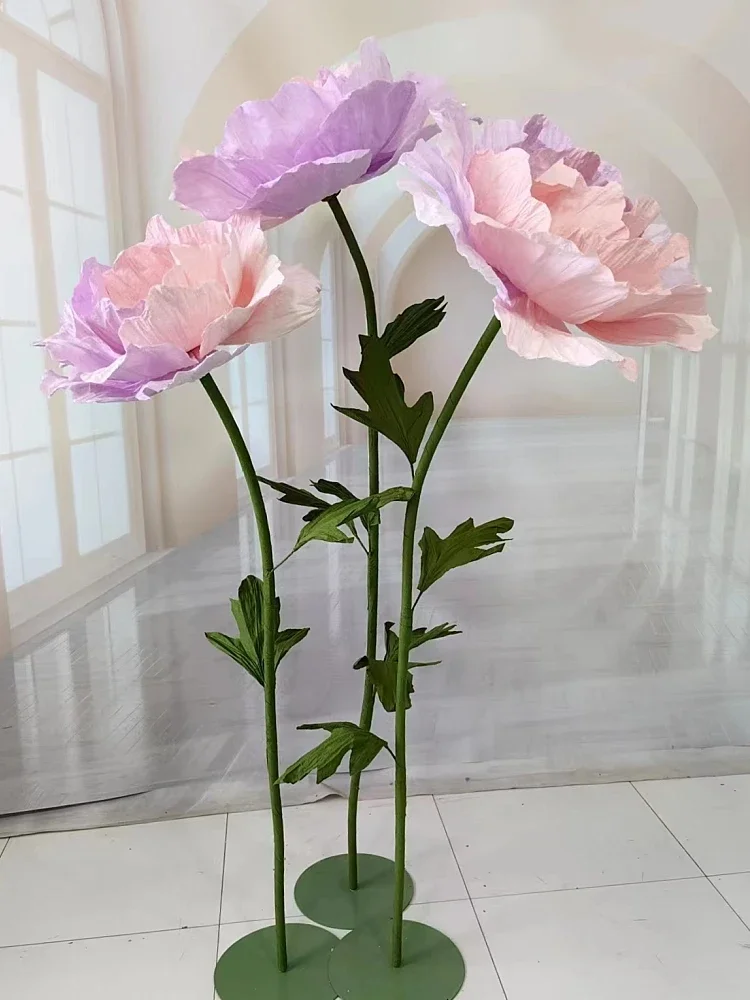 

Handmade Giant Peony Head Paper Flower Artificial Wedding Decor Road Leading Flower Birthday Party Decor Display Window Layou