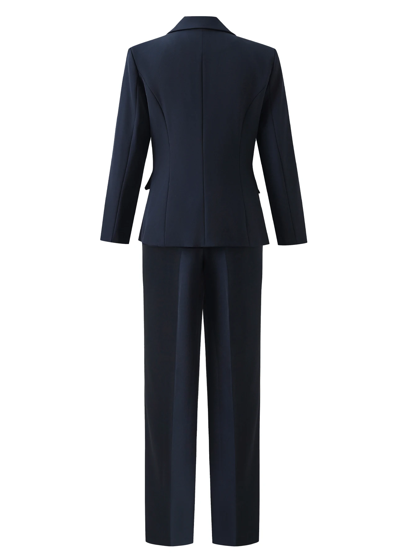 Single-Breasted One-Button Suit Set Stylish, Slim-Fitting, Solid-Color Long-Sleeve Notch Lapel with Elegant Trousers 2-Piece Set
