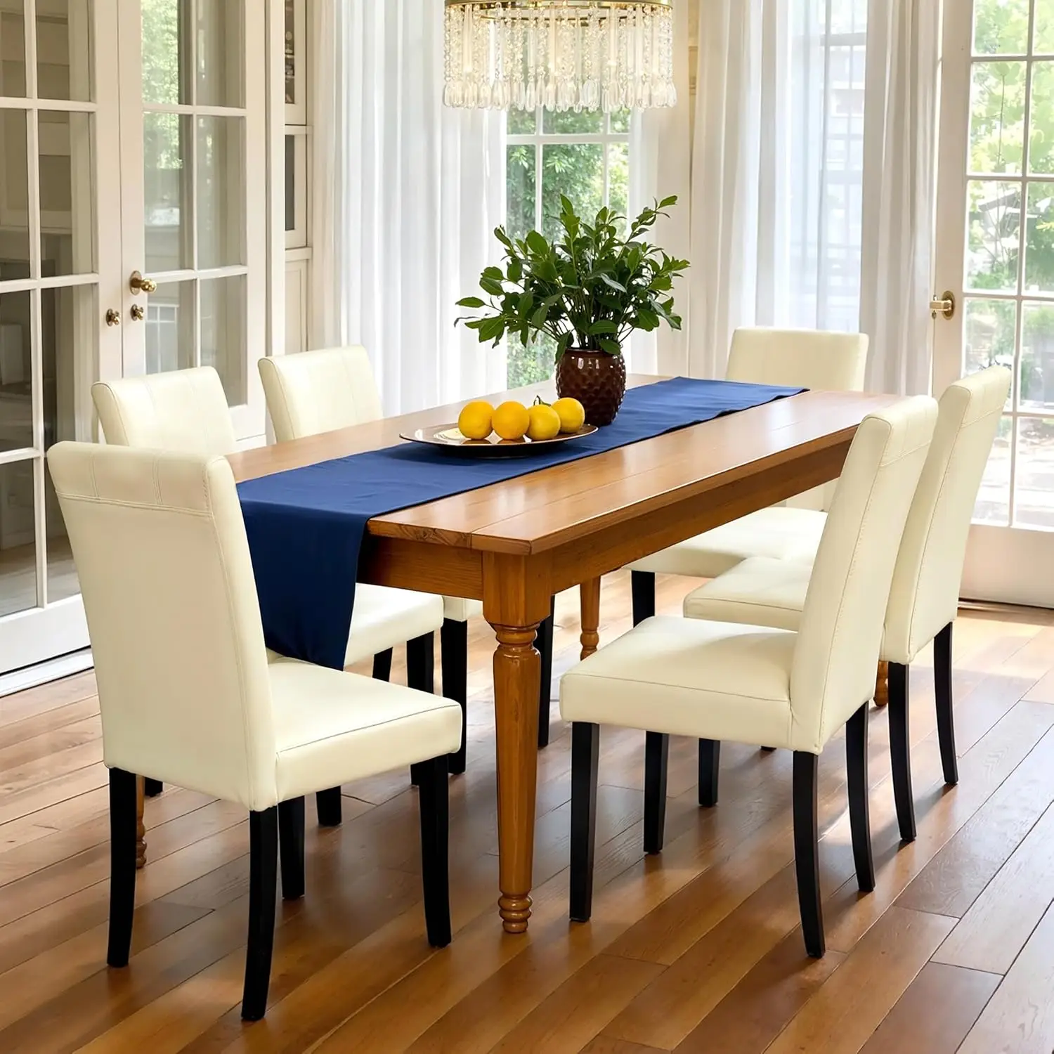 

Dining Chairs Set of 6, Faux Leather Dining Room Chairs, Upholstered Parsons Chairs for Dining Room Kitchen Side Chair with Stur