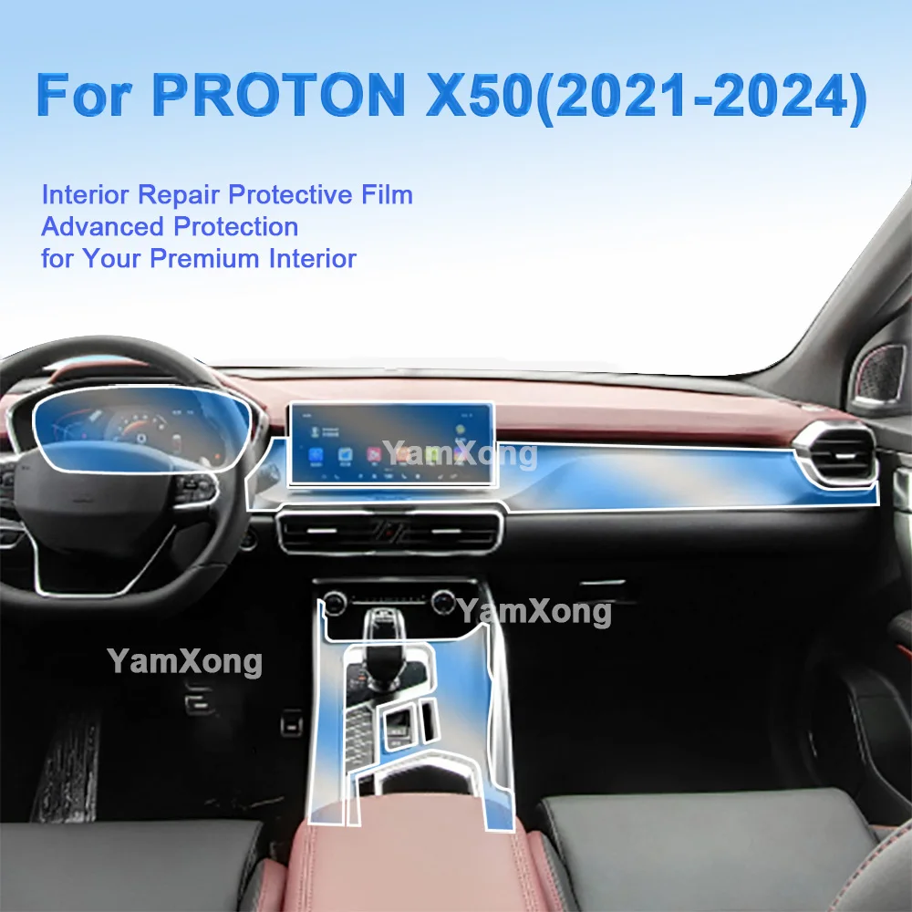 

For PROTON X50 (2021-2024) Dashboard Protective Film Anti-Scratch Center Console Car Interior Sticker Kit Easy Installation