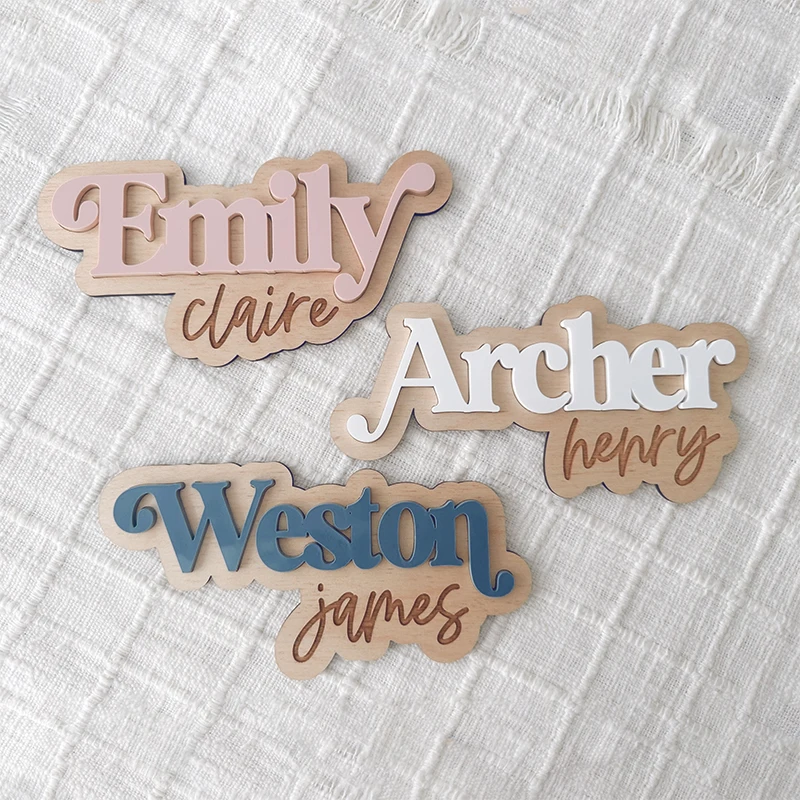 Custom Baby Name Sign Personalized Wooden Baby Birth Announcements Baby Shower Gifts Newborn Name Plaque