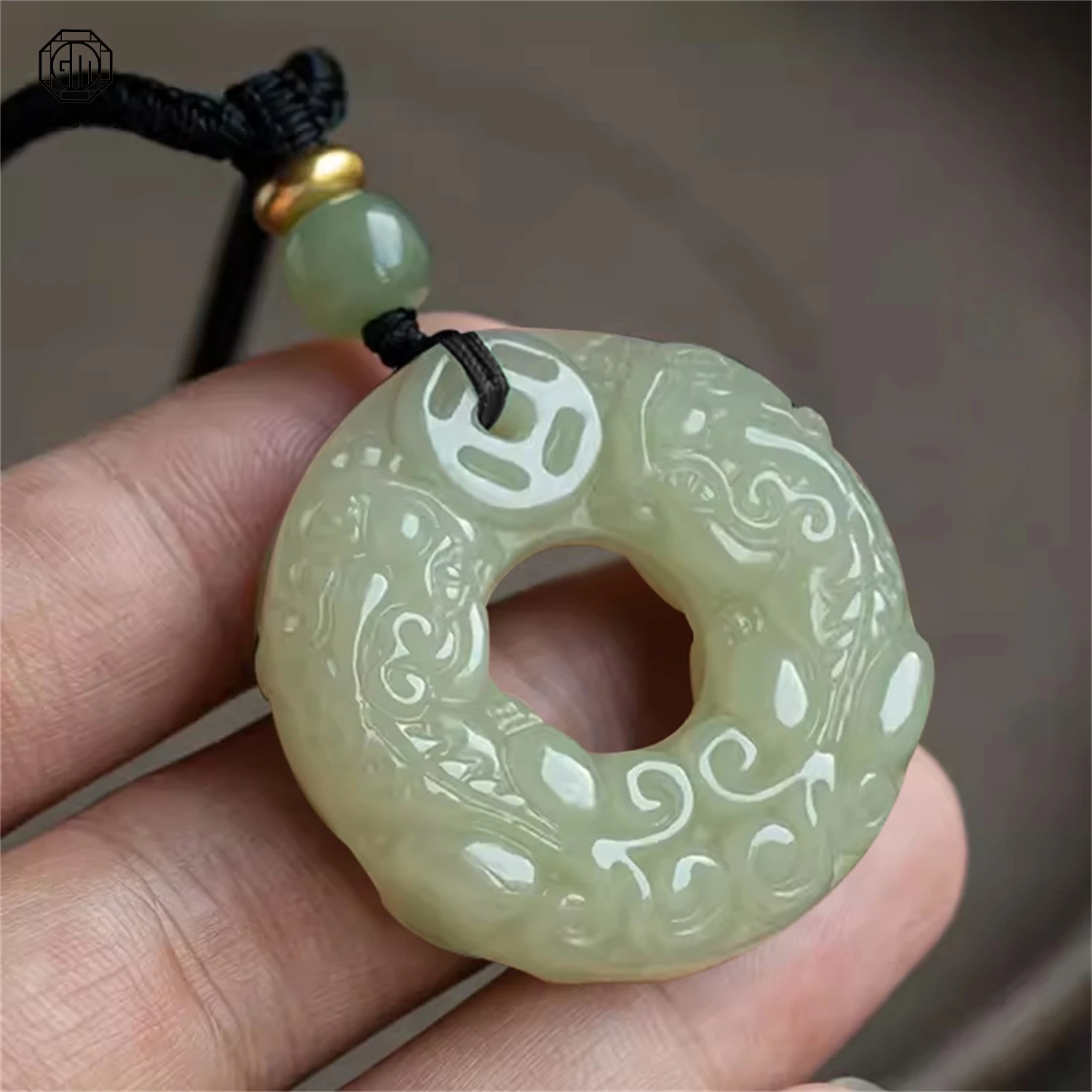 Hotan White Jade Jadeite Pixiu Pi Xiu Dragon Beast Mythical Guardian Safety Peace Pendant Necklace Couple Unisex Amulet Spiritua