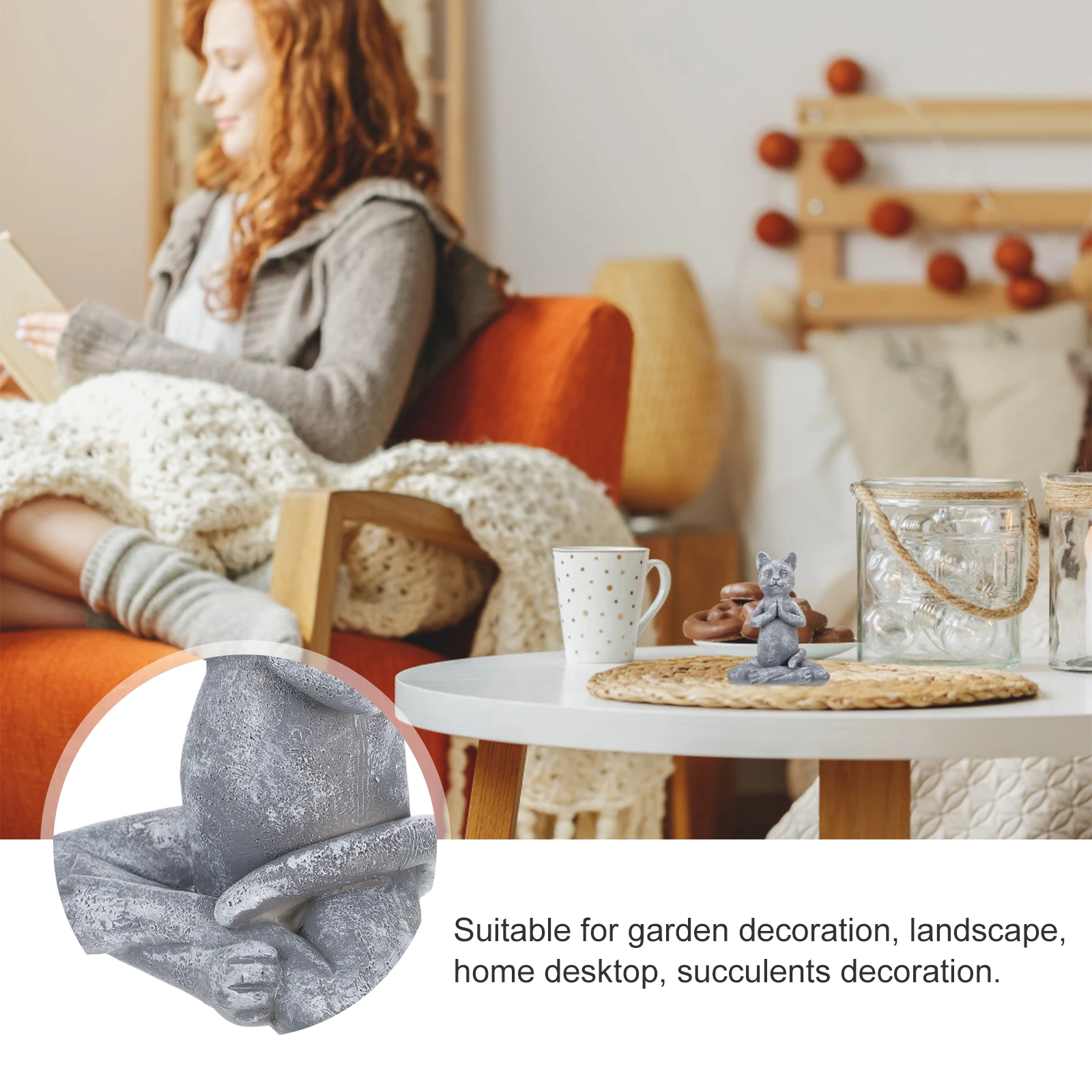 

1Pcs Prayer Cat Sculpture Yoga Pose Resin Garden Decoration Micro Landscape Outdoor Ornament Lovely Relax Statue