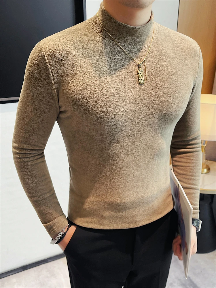 

High-End Thiened Fce Long Sve T-irt Men's 2025 Autumn Winter Slim Fit Warmth Inner Wear f High Collar Base irt