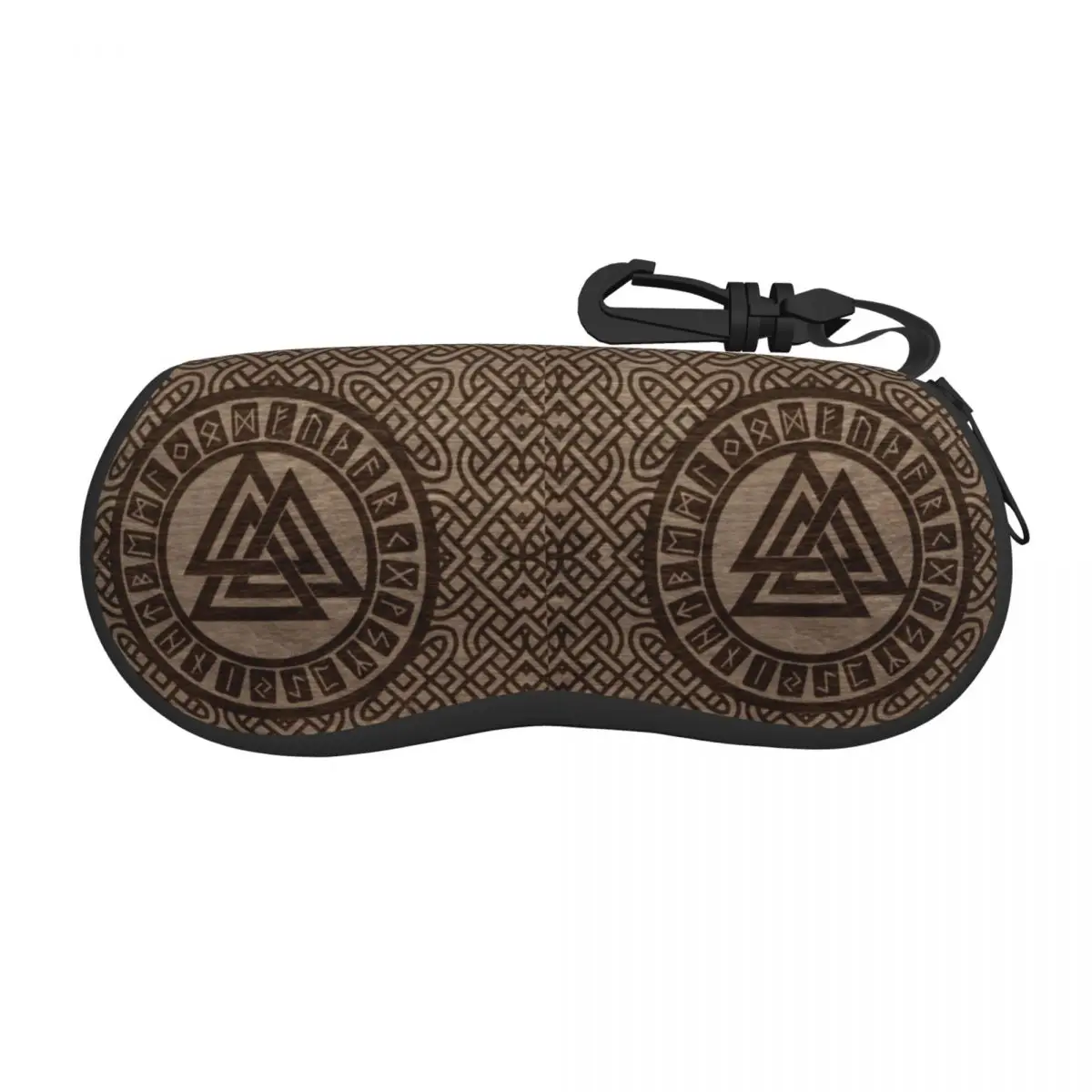 Valknut Symbol And Runes On Wood Eyeglass Glasses Case Men Women Soft Norse Viking Odin Sunglasses Protective Pouch