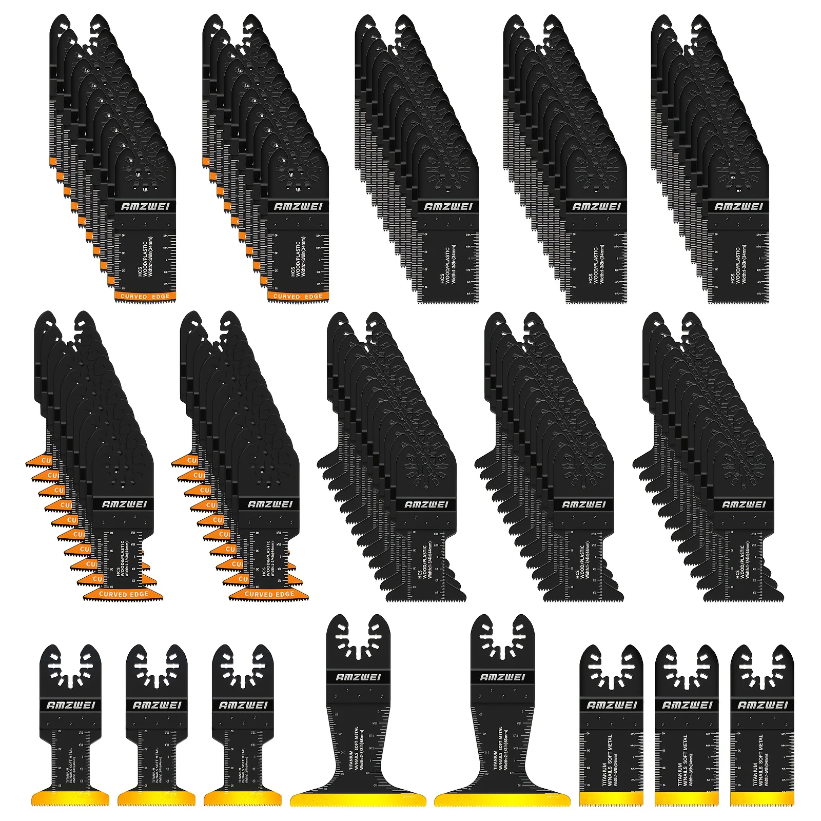 

118pcs Oscillating Tool Blades Metal Wood Cutting, Professional Curved Edge Oscillating Saw Blades with Titanium Multitool Blades
