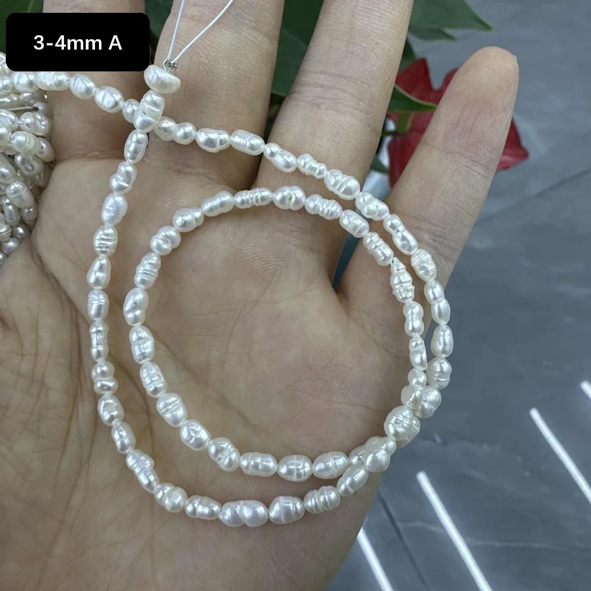

3-4mm A Luxurious Natural Freshwater Pearl Rice White Bead Jewelry Make DIY Necklace Bracelet Women Wedding Factory Wholesale