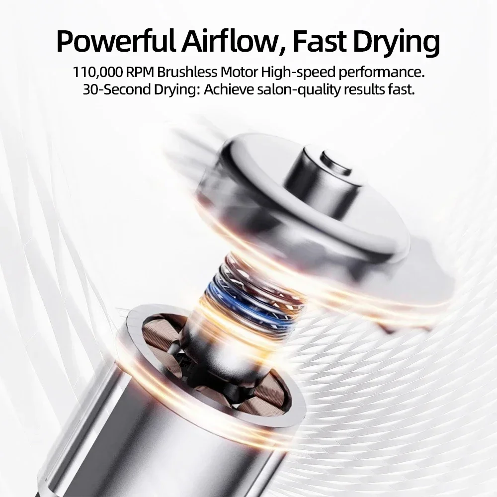 hair dryer with high speed and no blades High power silent and quick drying Portable Negative ion, suitable for home annd travel image 5