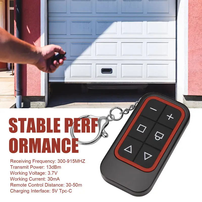 Telecomando wireless per porta del garage multifrequenza a 8 canali, telecomando ricaricabile con copia a frequenza intera