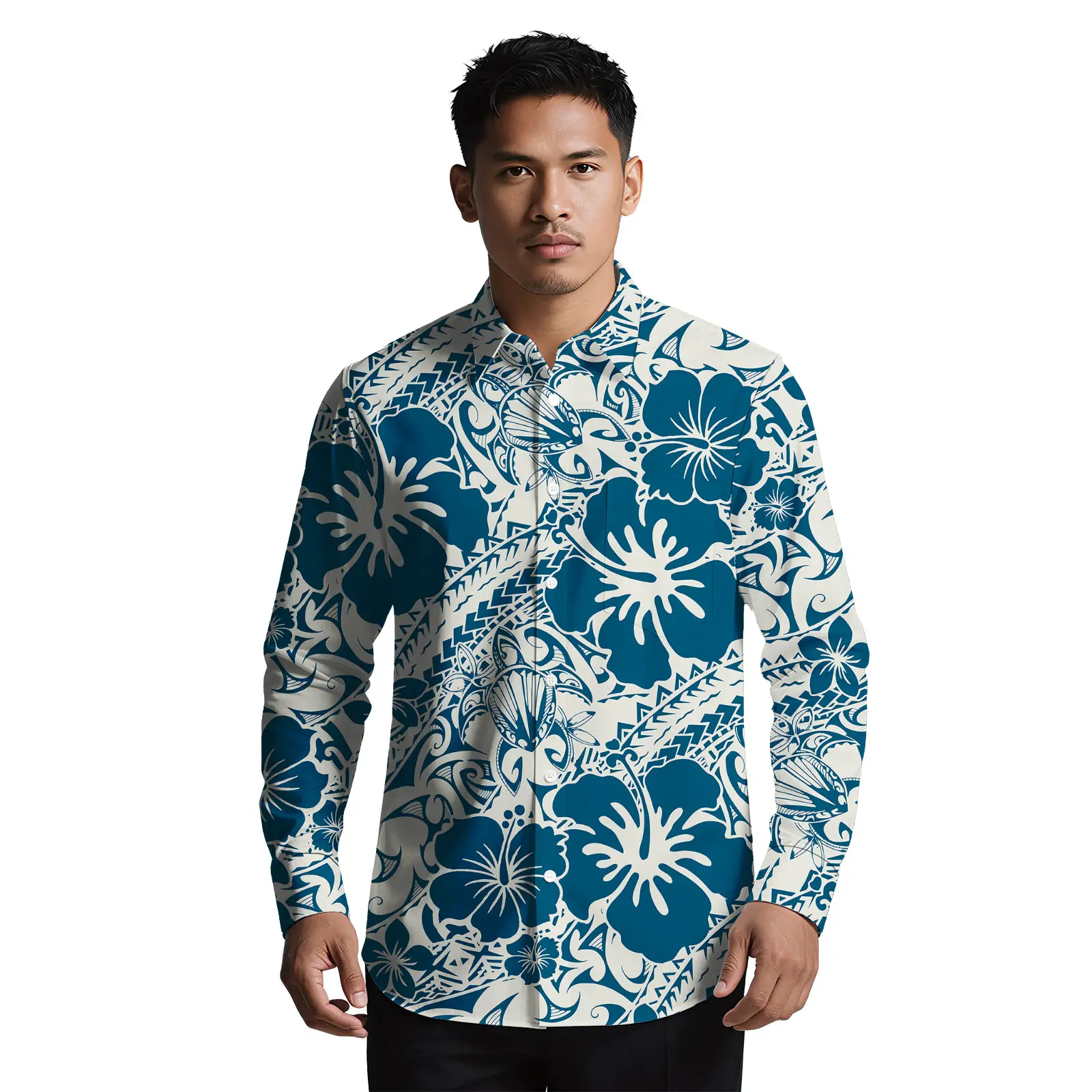 مخصص طباعة رجال الأعمال الملابس البولينيزية شخصية بلايز ساموا الرجال الرسمي كم طويل تي شيرت هاواي ألوها القمصان #2