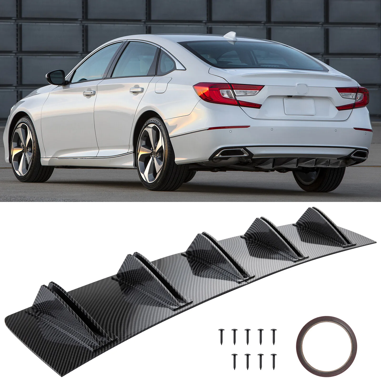 

Rear Lip Bumper Diffuser Shark Fin Spoiler Splitter Wing For Honda Accord 2018