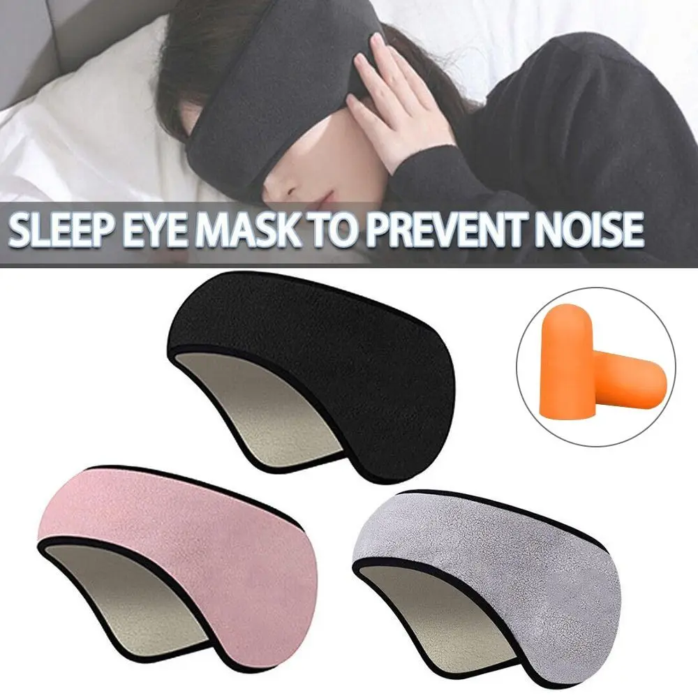 Comfortable Three Layers Polyester Blackout Mask Sleep Mask Sleeping Relaxing Ear Muffs