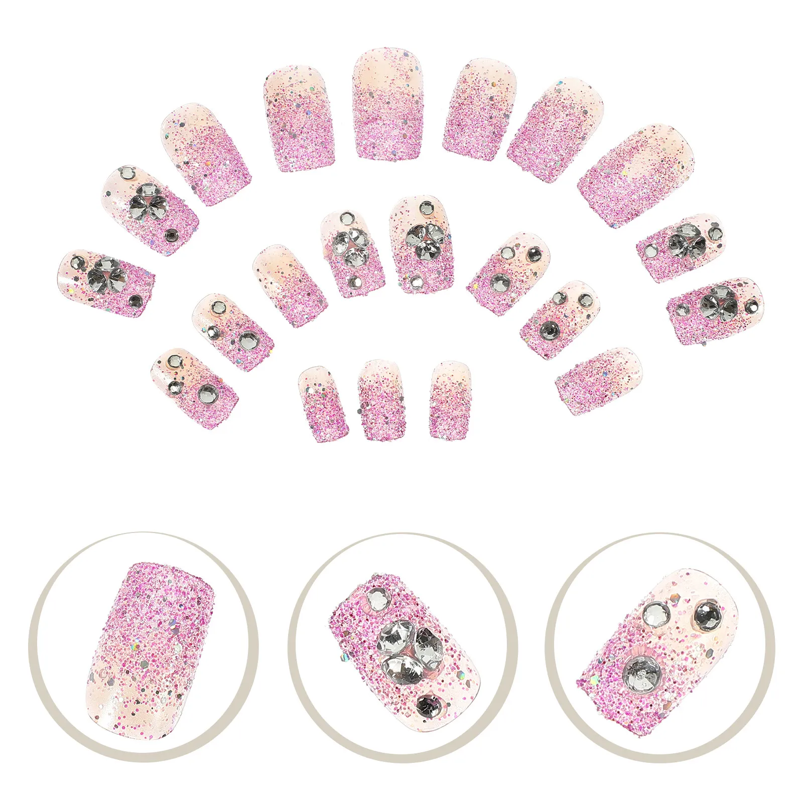 

24Pcs Artificial Glitter Purple Fake Nails Full Cover Fingernails Nail Tips for Women Creative DIY Party Prom Holiday Manicure