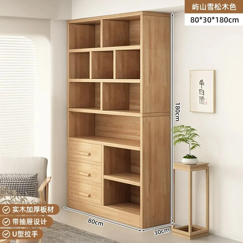 رف كتب من الخشب الصلب، رف أرضي لغرفة المعيشة، خزانة منزلية، خزانة بسيطة على الحائط، خزانة كتب شبكية #6